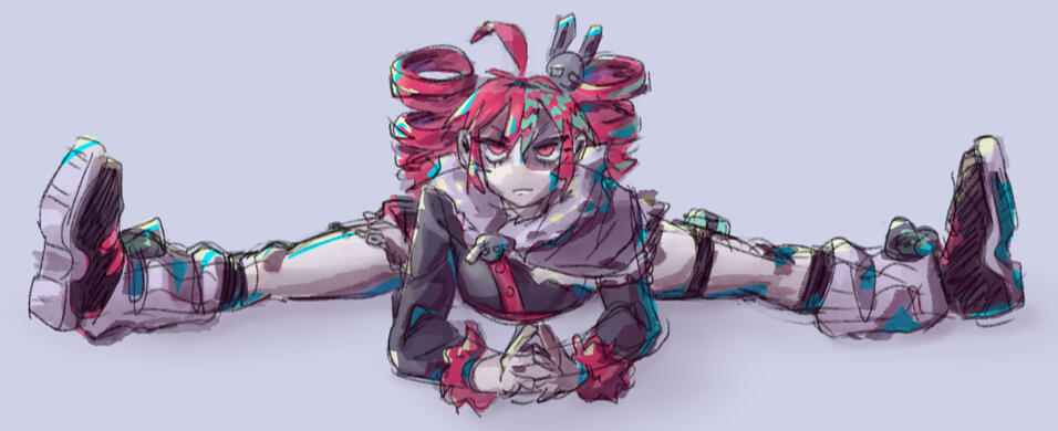 colored rough sketch of a friends teto design, aura farming