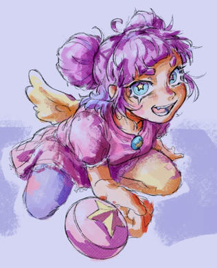 sketch of my friends oc with rough colors/shading