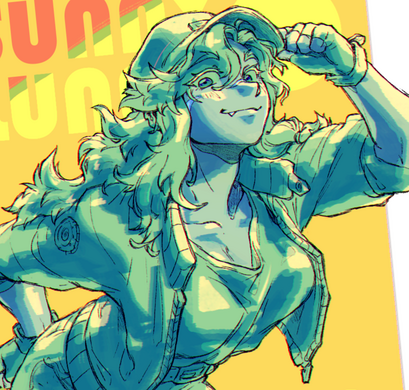 cropped shaded halfbody lineart of my oc, Luné, for a mockup manga cover